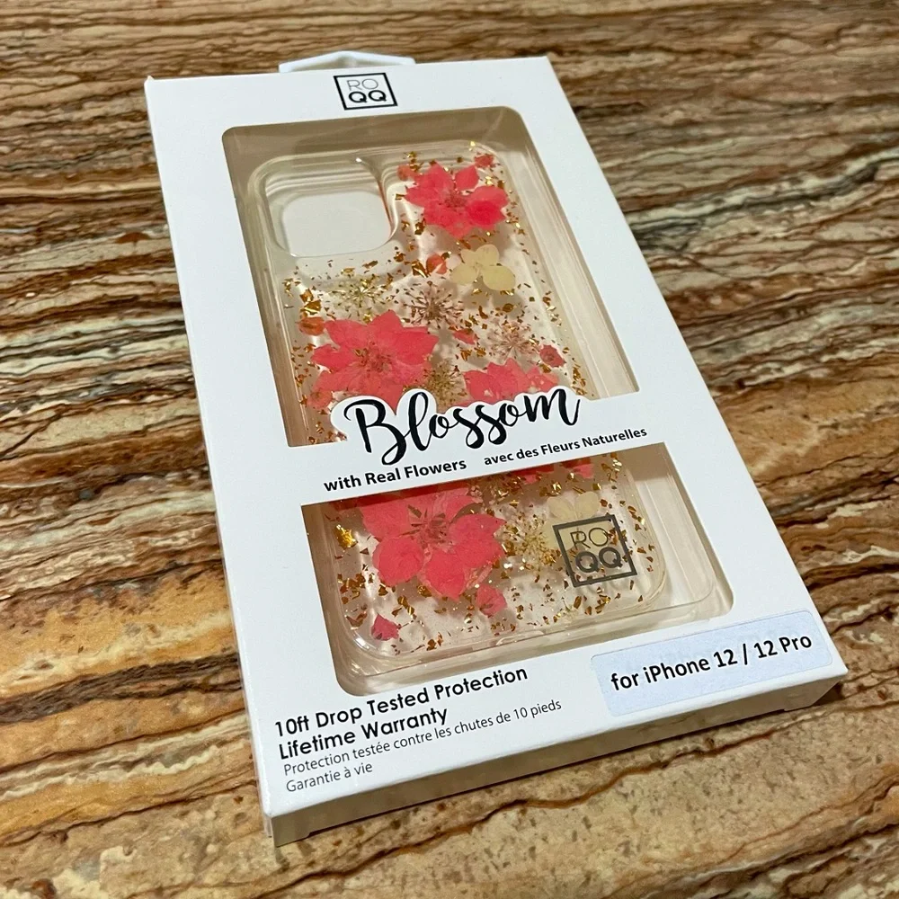 Pink Floral Phonecase Protective Shell Compatible with Apple iPhone 12/12 Pro